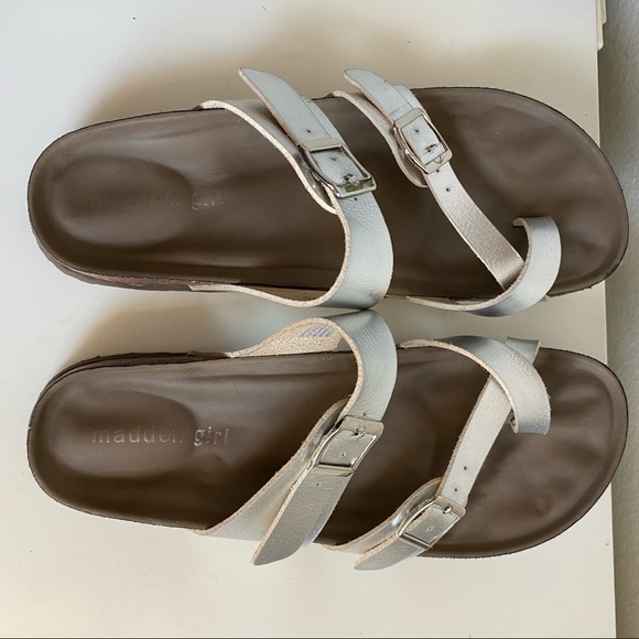 Madden Girl Bryceee Footbed Sandals Silver Size 7 - Picture 8 of 12